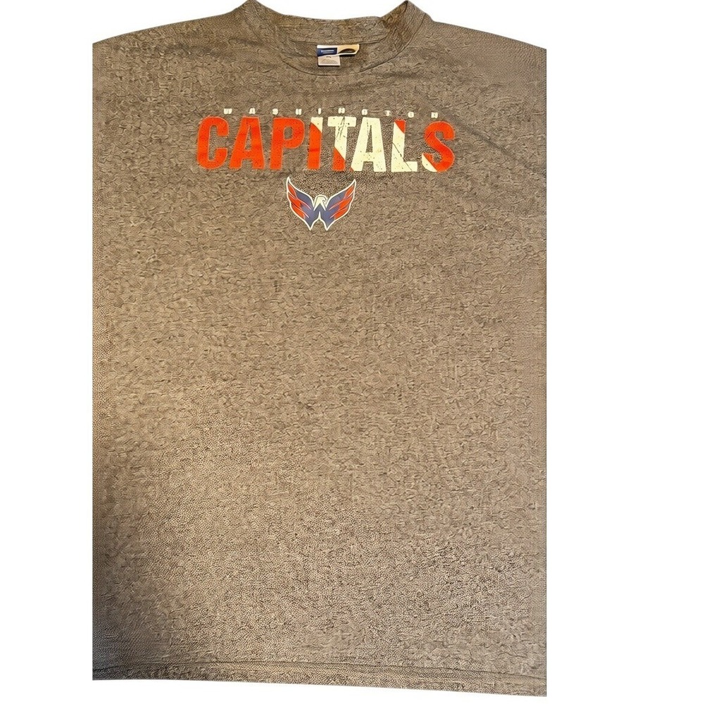 NHL Washington Capitals T-Shirt Mens XXL Gray Heathered Distressed Logo Tee - Picture 2 of 9